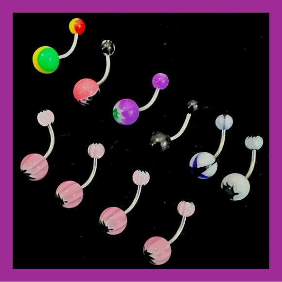 10 ASSORTED BELLY BUTTON RINGS-SURGICAL STEEL-NAVEL PIERCING-NEW - Picture 2 of 3